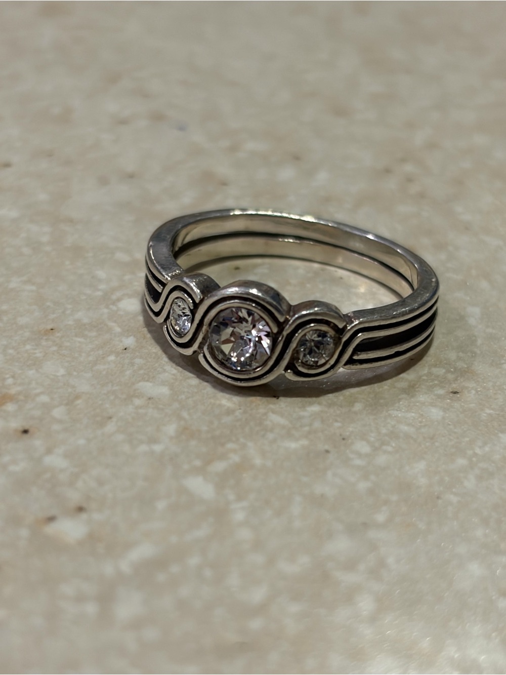 Brighton Silver-Tone Ring with Clear Stones